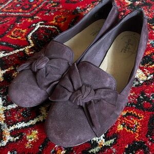 Clarks Purple Suede Loafers Size 11 Wide women